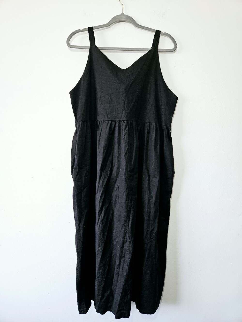 Bellambia Cotton Sleeveless Dress Size L Black Midi Loose Flowy Fit EUC - Picture 3 of 5
